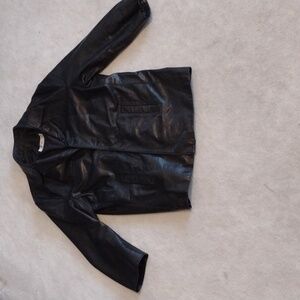Mens Michael Max black leather jacket size 46 "Grandmas Trip Funds sale"